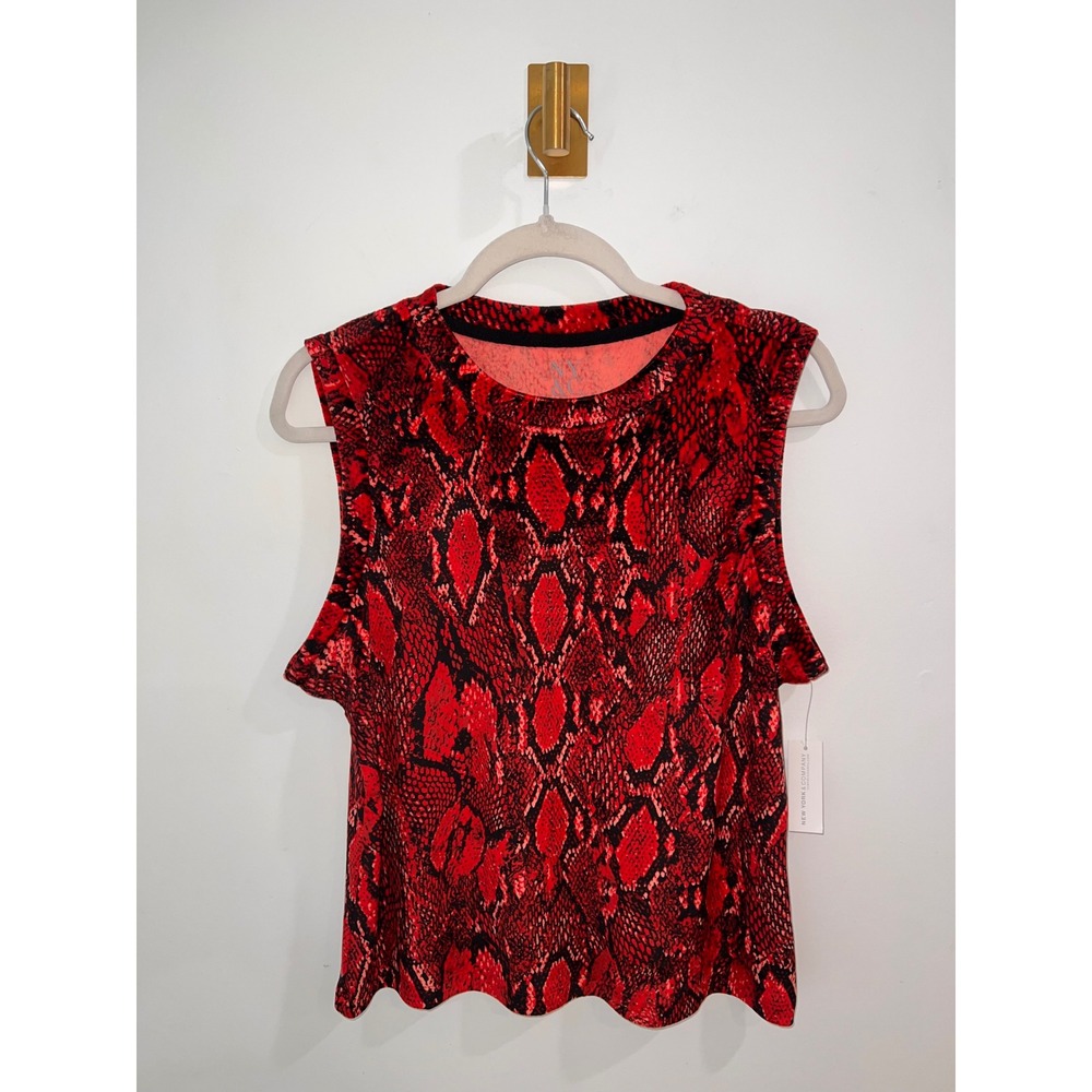 NEW Edgy Snakeskin Tank Top Red Animal Print Rocker Punk Statement Piece Medium
